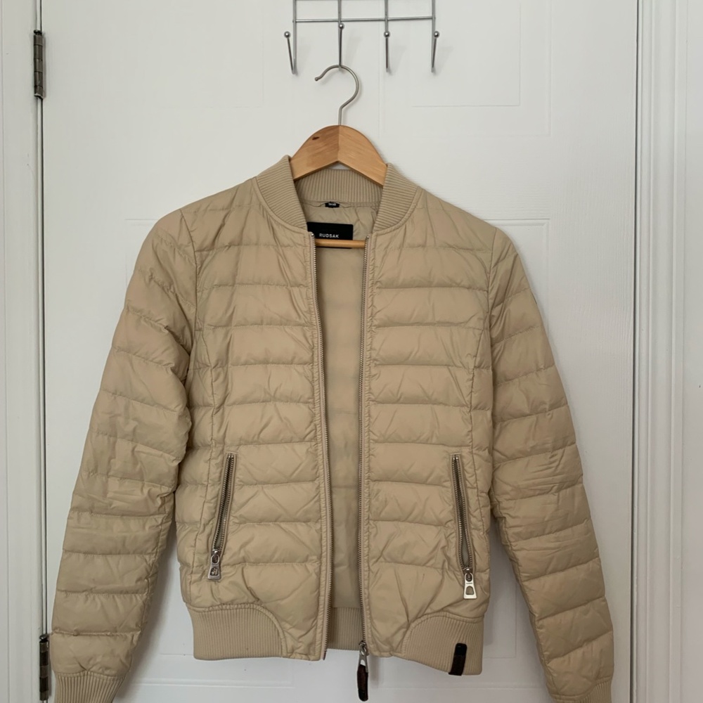 Rudsak beige puffer bomber jacket